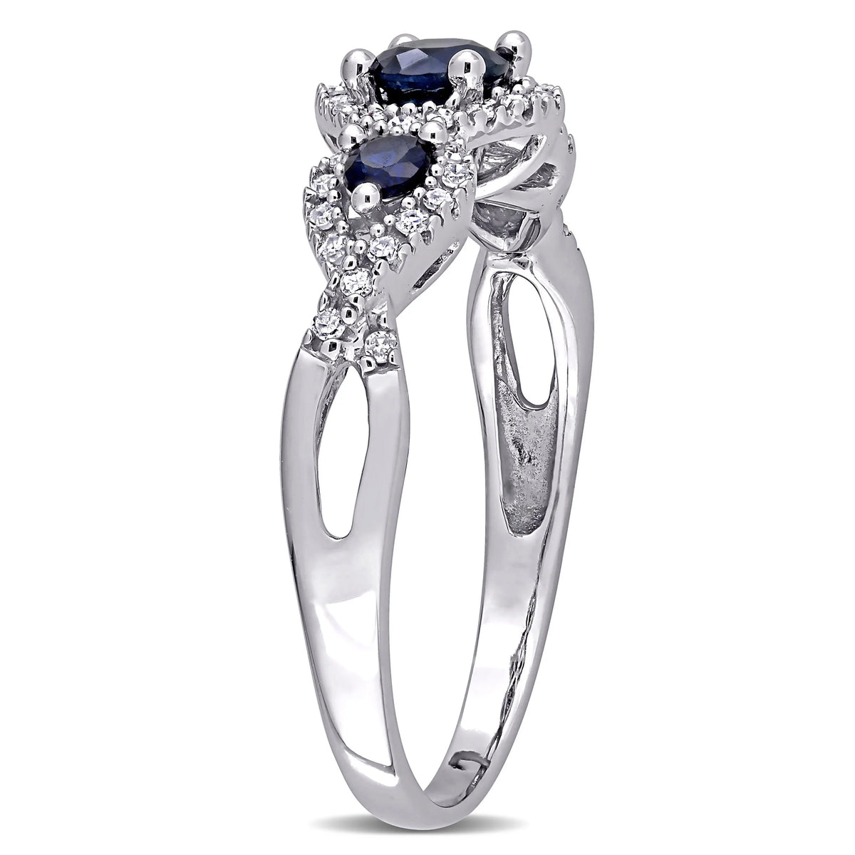10k White Gold Sapphire Diamond Engagement Ring C585