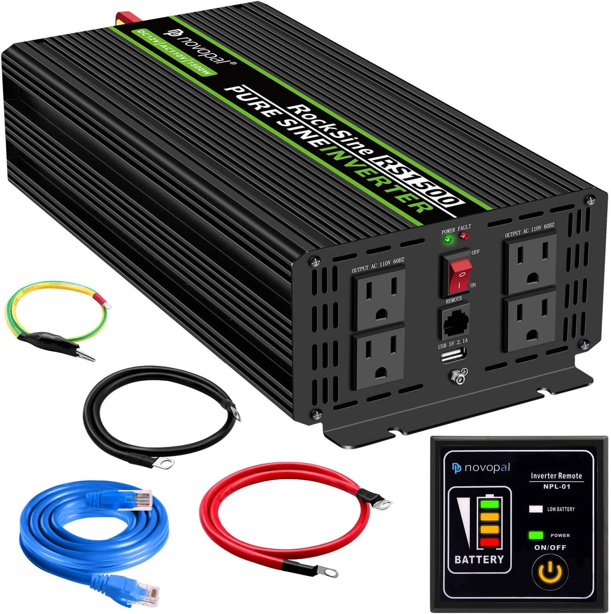 1500 Watt 24V Pure Sine Wave Inverter with 4 AC Outlets S797924