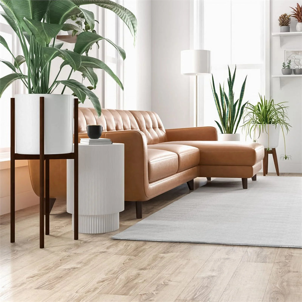 Brown Leather Right-Facing Sectional I931