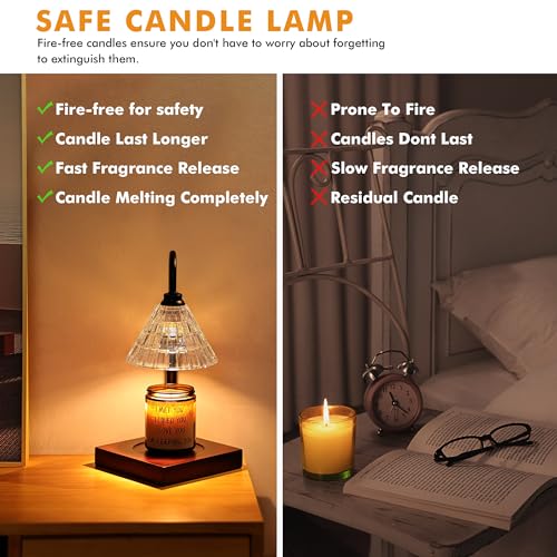 Gold Dimmable Height Adjustable Candle Warmer Lamp with 2 Bulbs and Timer D660