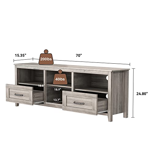 70" Wood TV Stand with 2 Drawers and 4 Storage Compartments S83179