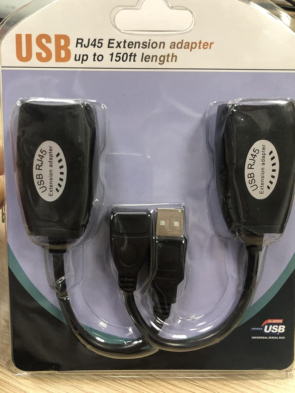 USB to RJ45 Extension Adapter over Cat5/Cat5e/Cat6 Cable up to 150ft Black Pack of 2 E8759