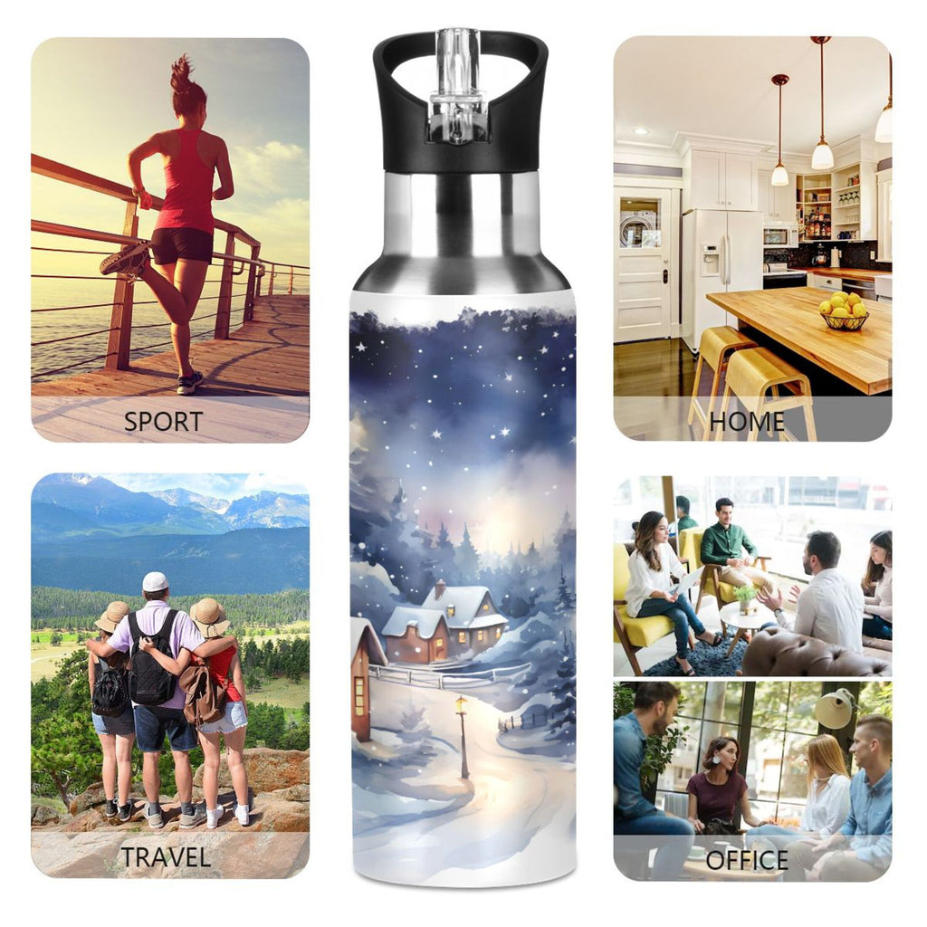 Stainless Steel Insulated Thermos Vacuum Flask Water Bottle with Straw Lid N1580
