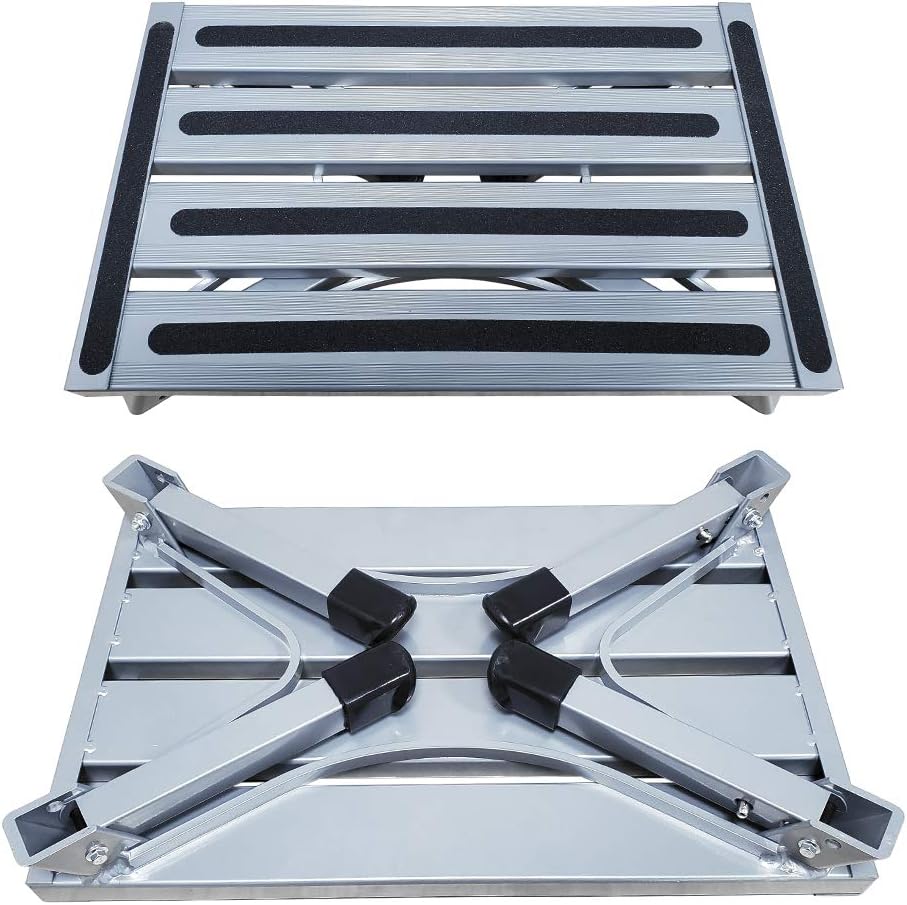 Aluminum Folding Step Stool with Reflective Stripes Non-Slip Rubber Feet E621104