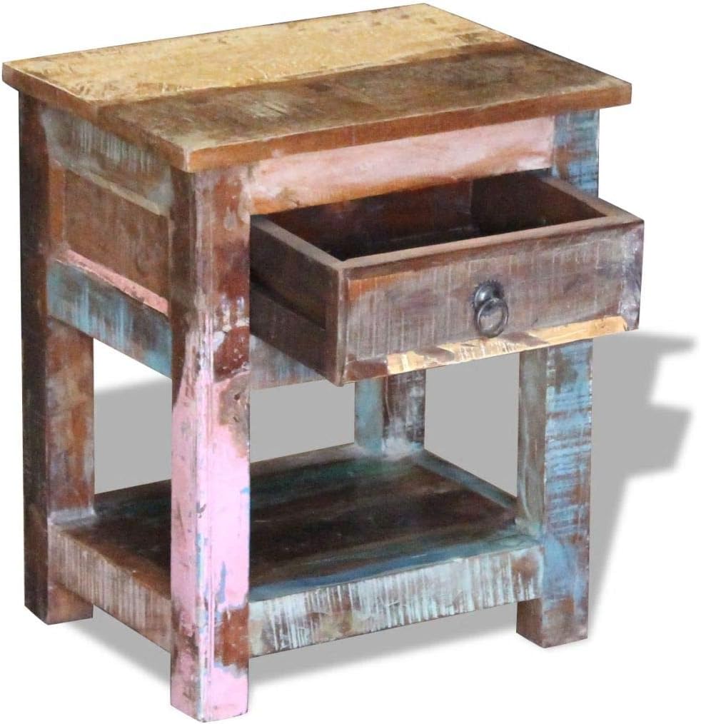 Solid Reclaimed Wood Side End Table with 1 Drawer I3203