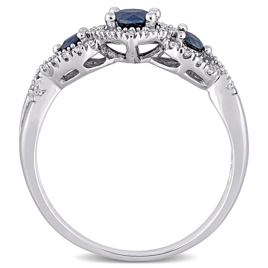10k White Gold Sapphire Diamond Engagement Ring C585