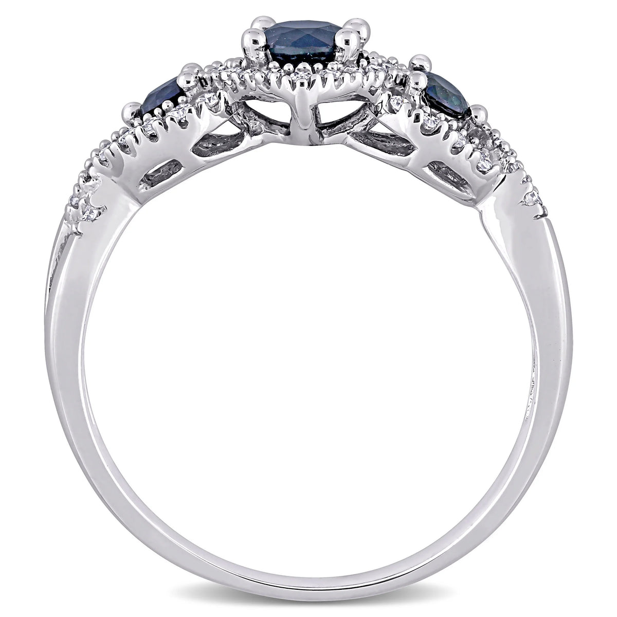 10k White Gold Sapphire Diamond Engagement Ring C585