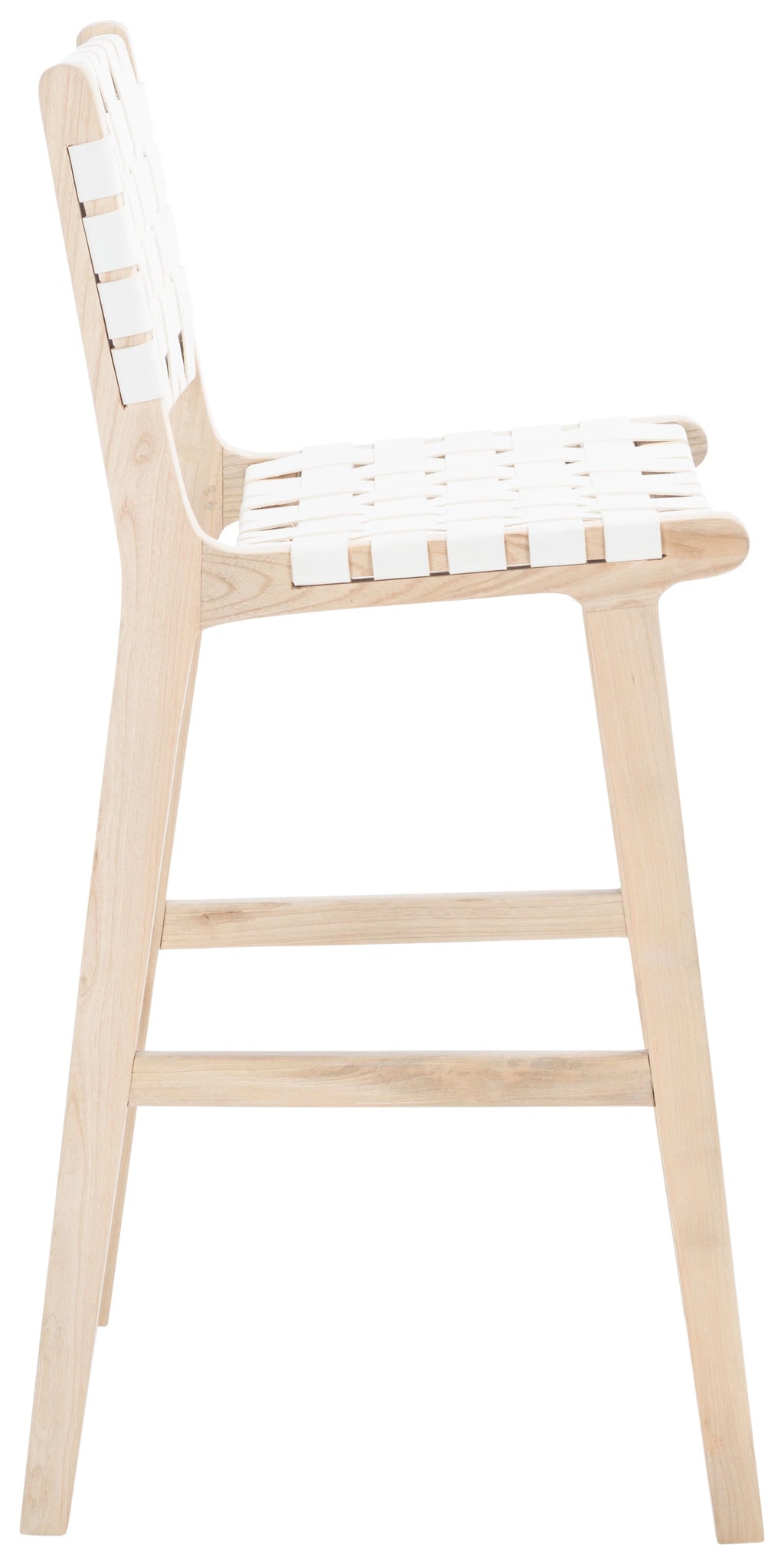 White/Natural Leather Bar Stool U607