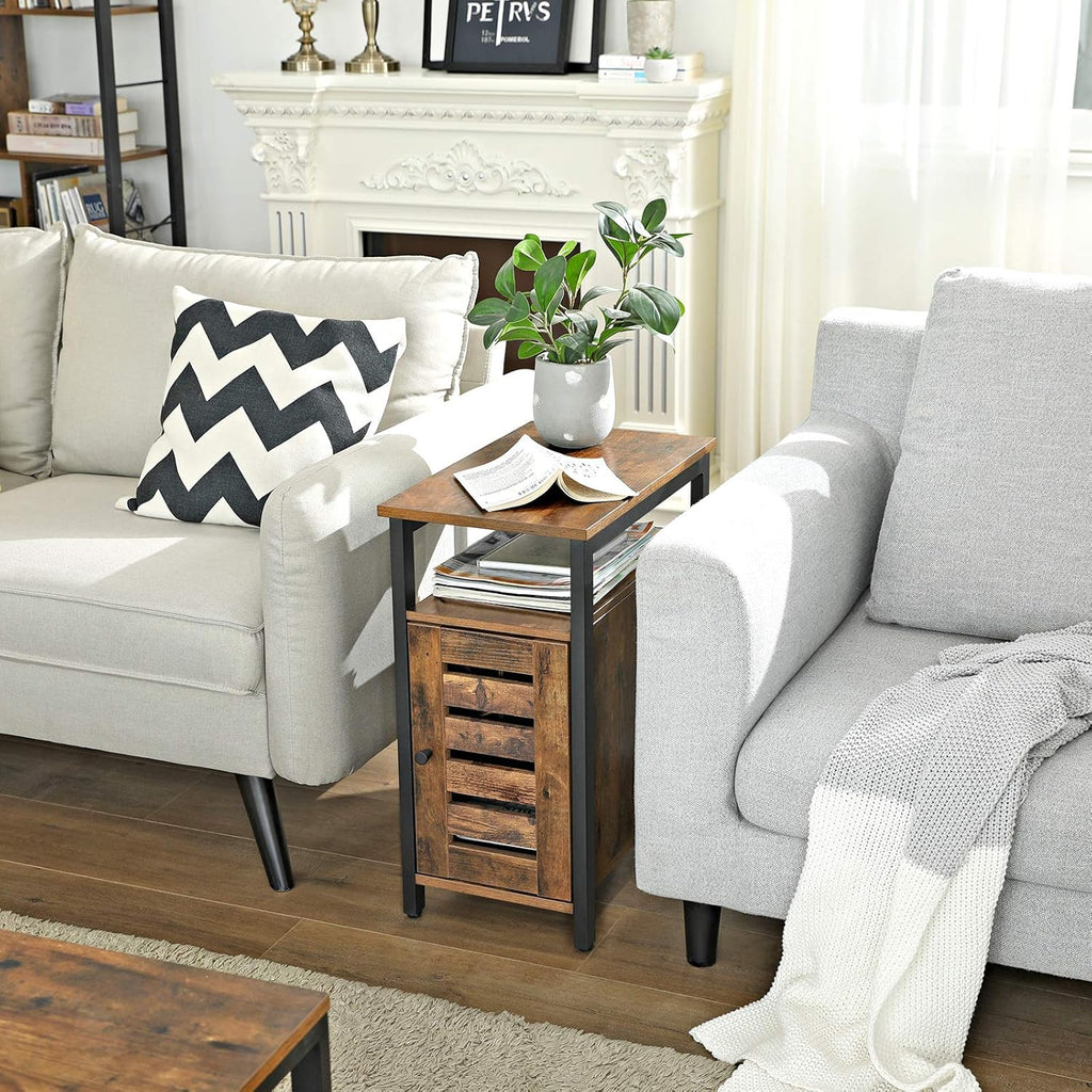 Rustic Brown Side Table with Storage Shelf W398522