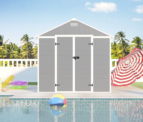Gray 8x8 FT Outdoor Resin Storage Shed B56003