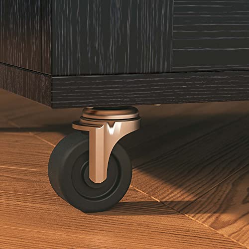 Black Rolling Kitchen Island Cart with Drop-Leaf Countertop, 3 Drawers, Rubberwood Top, on Wheels M4730