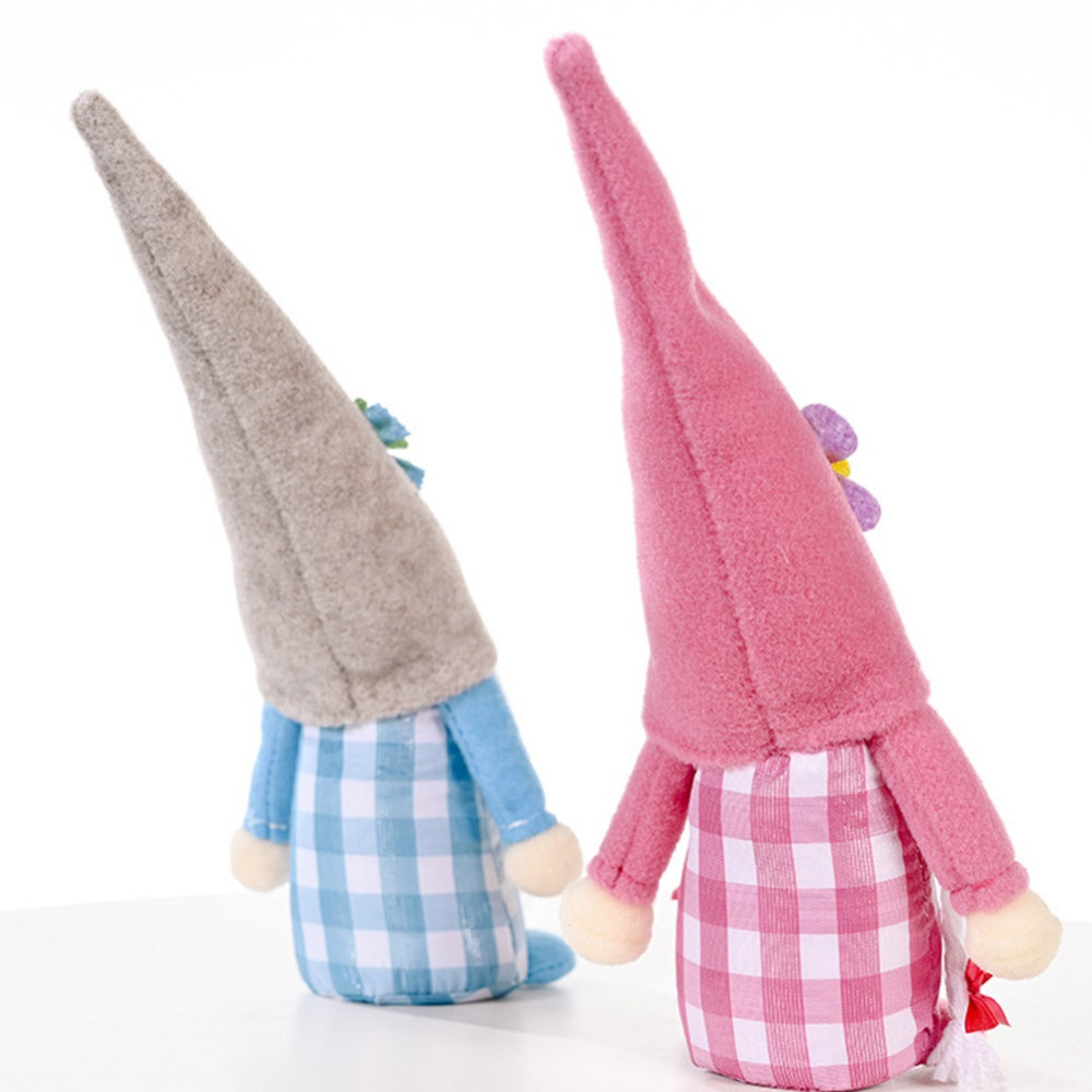 2pcs Flower Hat Faceless Doll Spring Gnome Elf Doll Handmade Rudolph Dwarf Doll X6835