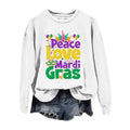 Mardi Gras Costume Letter Printed Round Neck Long Sleeve Top Tunic Tops V51443