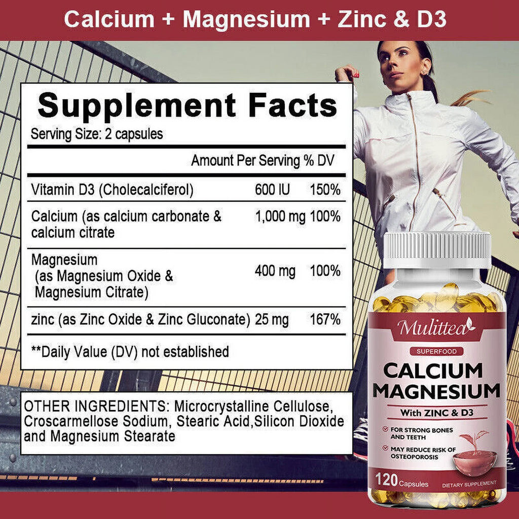 60 Vegetarian Tablets Zinc Calcium Magnesium Vitamin D Supplement V2459