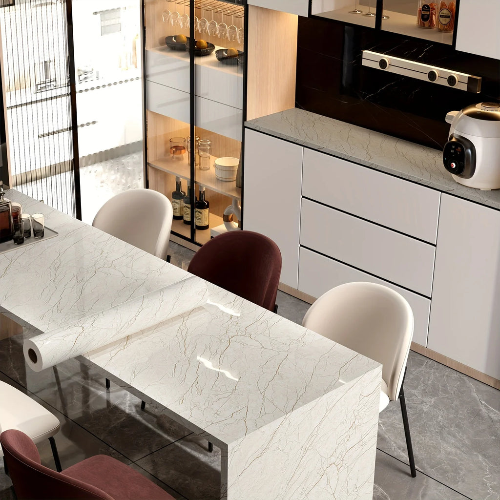 Glossy Film Marble Wallpaper Peel And Stick Q93610