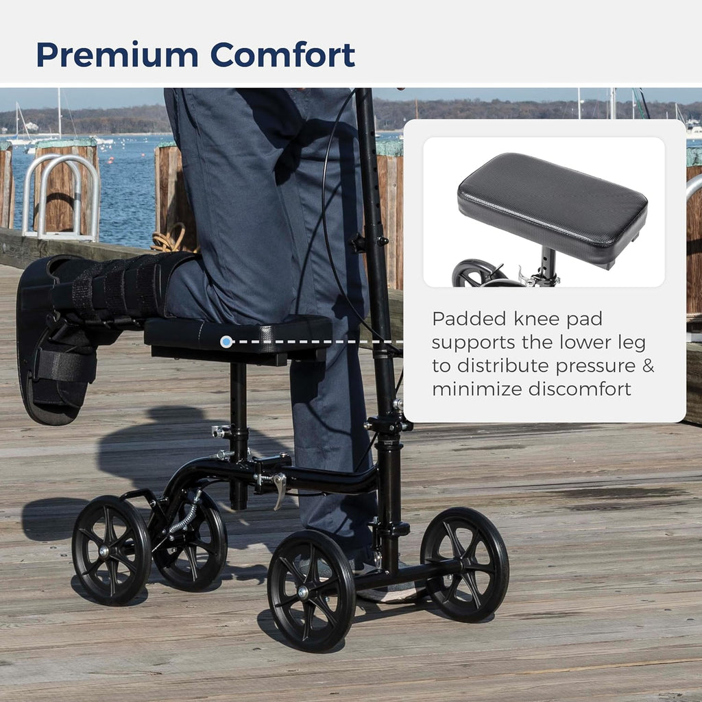 Black Steerable Folding Knee Scooter O670