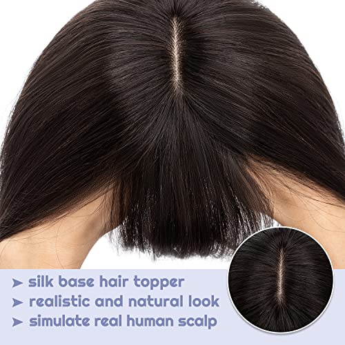 8 inch 30g Natural Black Human Hair Topper with Bangs U683692
