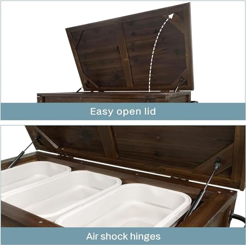 100-Quart Wooden Patio Cooler with Wheels T833322
