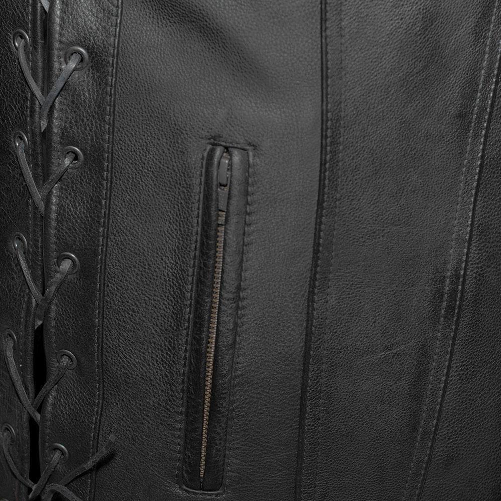 Men's Leather Motorcycle Vest 4XL Black F8777