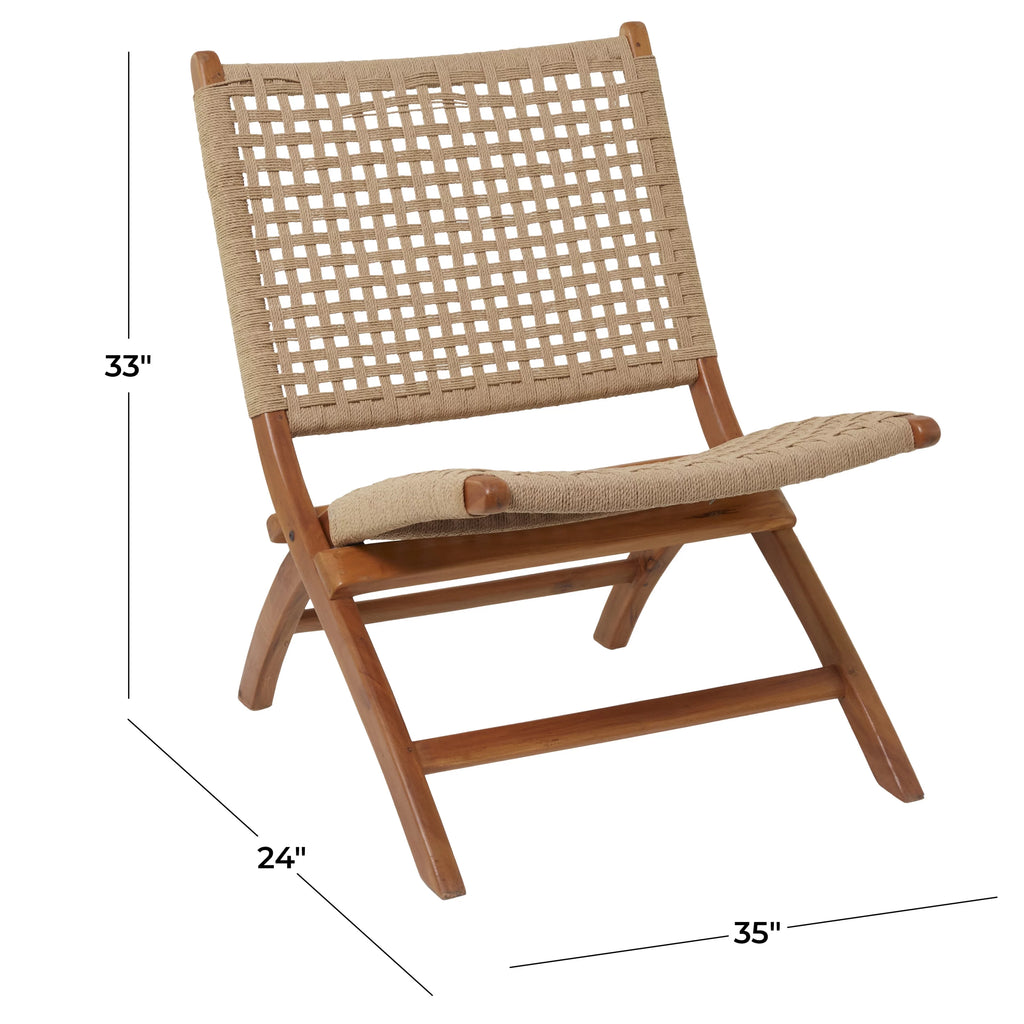 Brown Wood Handmade Woven Lounge Chair Q563899