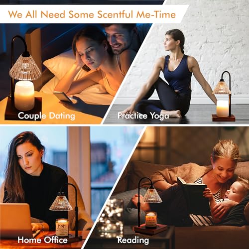 Gold Dimmable Height Adjustable Candle Warmer Lamp with 2 Bulbs and Timer D660