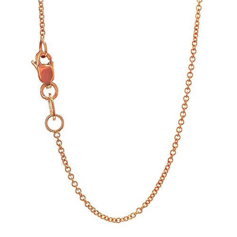 14k Solid Rose Gold 0.7 mm Round Cable Chain Necklace, Lobster Claw Clasp, 20 Inches X7973
