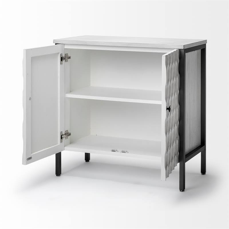 White Wood and Iron 2 Door Cabinet H458091