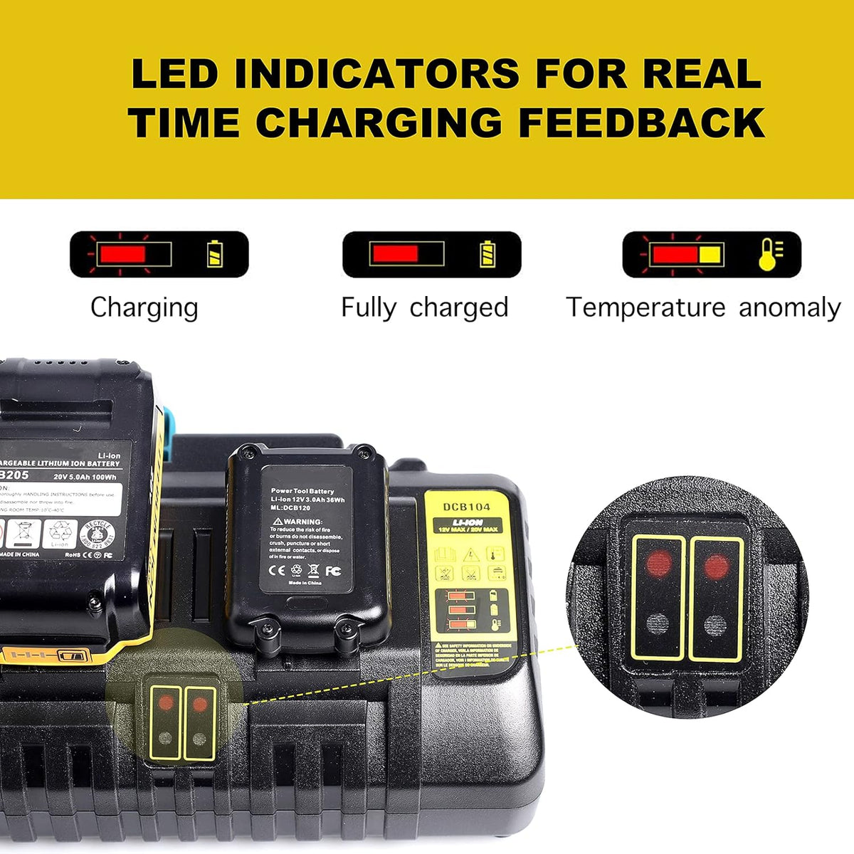 4-Port Battery Charger for Dewalt 12V/20V Max Lithium Battery, Pack of 2 O79909