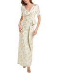 Yellow V-Neck 3/4-Sleeve Gown J3150