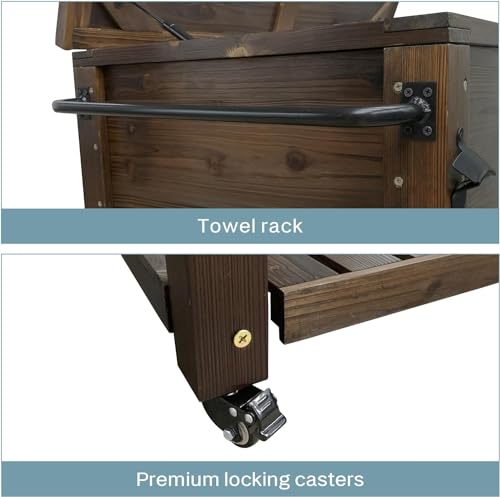 100-Quart Wooden Patio Cooler with Wheels T833322