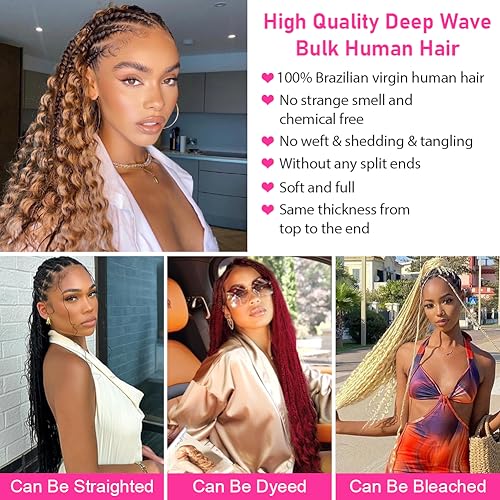 100g 100% Unprocessed Brazilian Virgin Curly Braiding Human Hair Extensions B2555