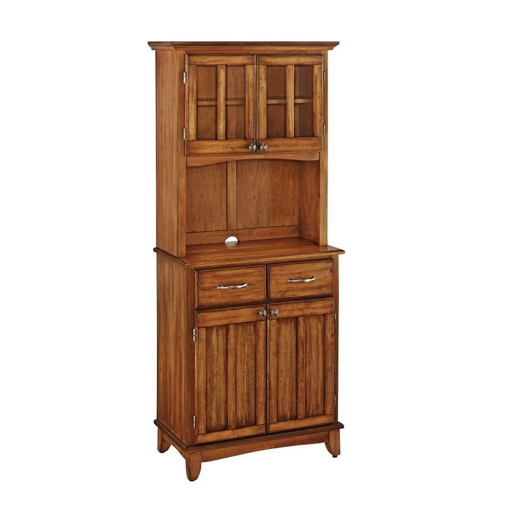 Wood Buffet with 2-Door Panel Hutch in Cottage Oak S681638