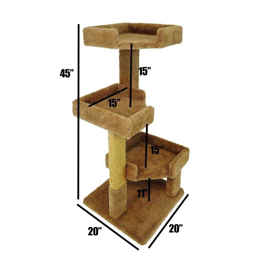 Solid Wood Triple Kitty Pad Cat Condos M1217