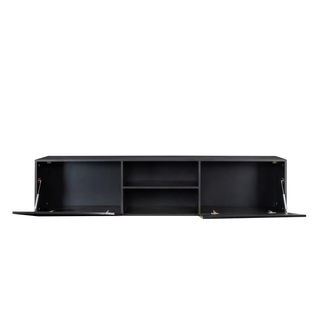 Floating TV Stand with Shelf and Clamshell Doors V131