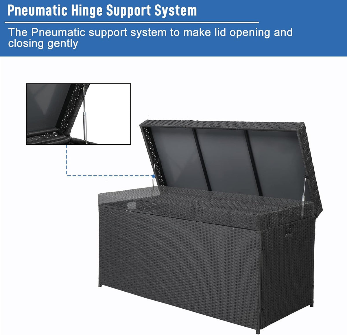 Black PE Rattan Deck Box with Lid V67831