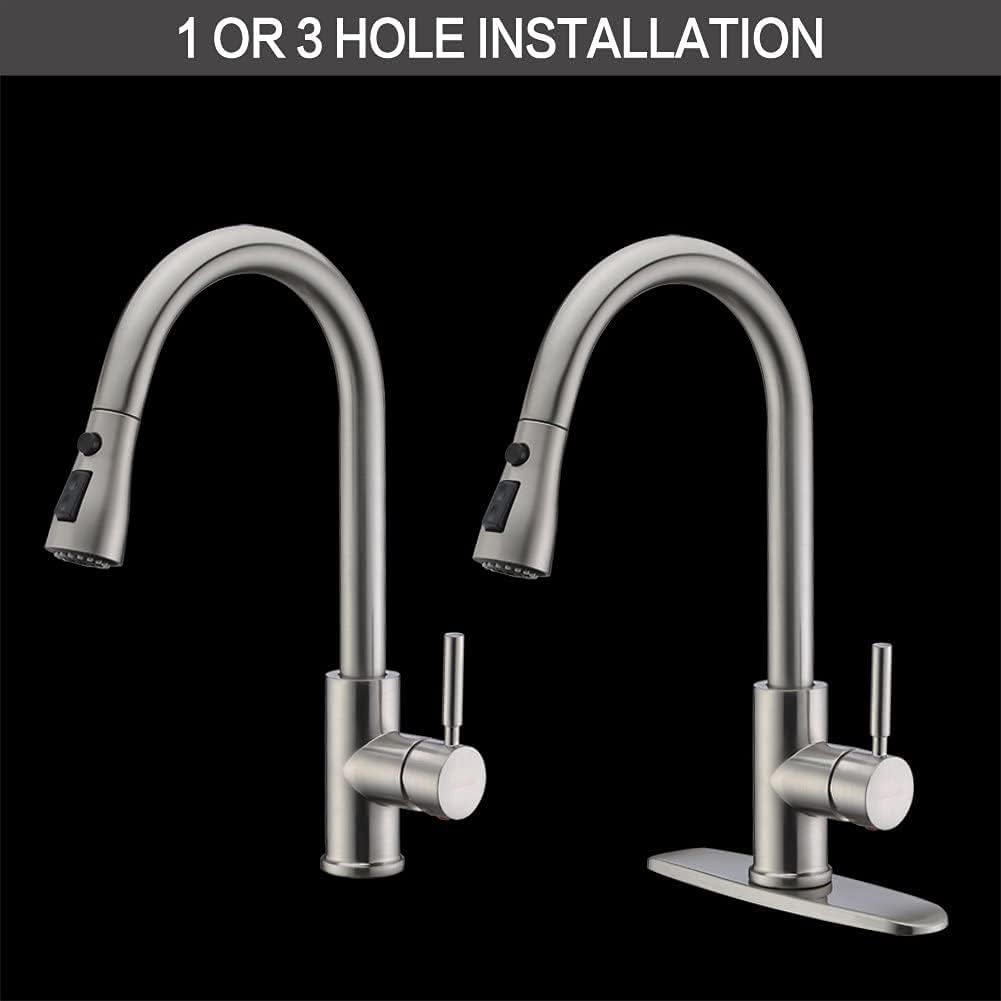 Single Handle High Arc Brushed Nickel Pull Out Kitchen Faucet with Soap Dispenser G460268