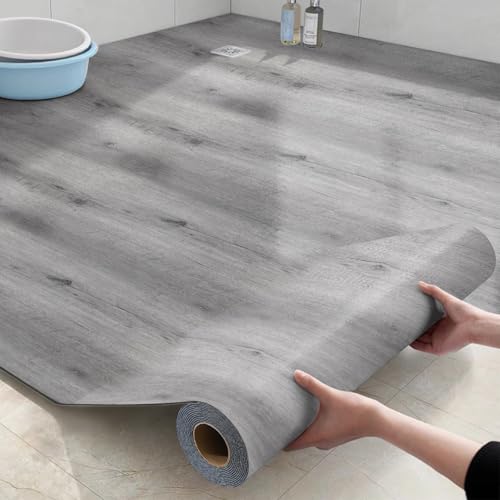 Grey 17.72" x 118" Self-Adhesive Vinyl Flooring Roll M1967