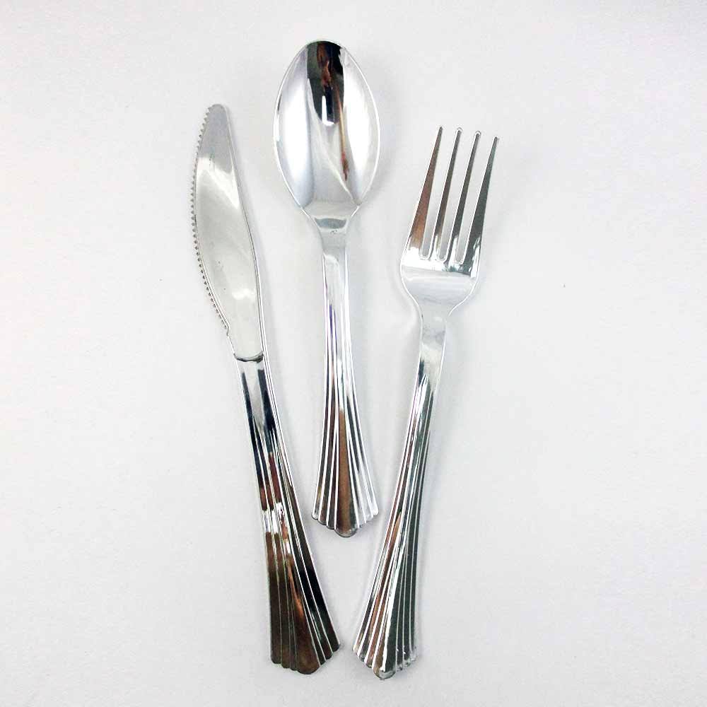 90 Bulk Disposable Plastic Plates Silverware A800203