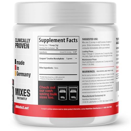 Micronized Creatine Monohydrate Powder, 99.99% Purity, 270g (54 Servings) G783