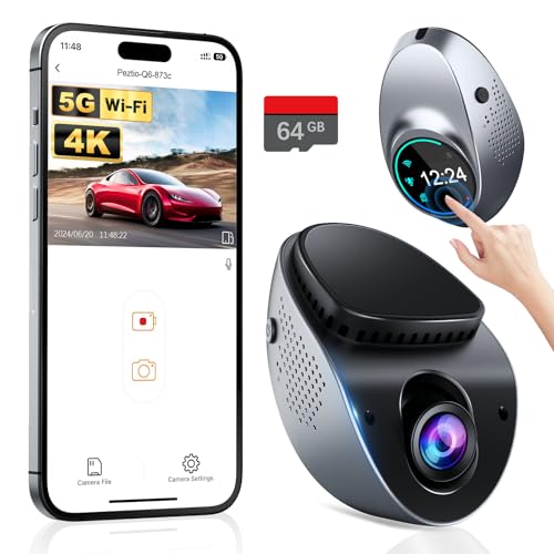 4K Dash Cam with Touch Screen, Built-in 5G WiFi, 64GB Card, Night Vision, Loop Recording B8886