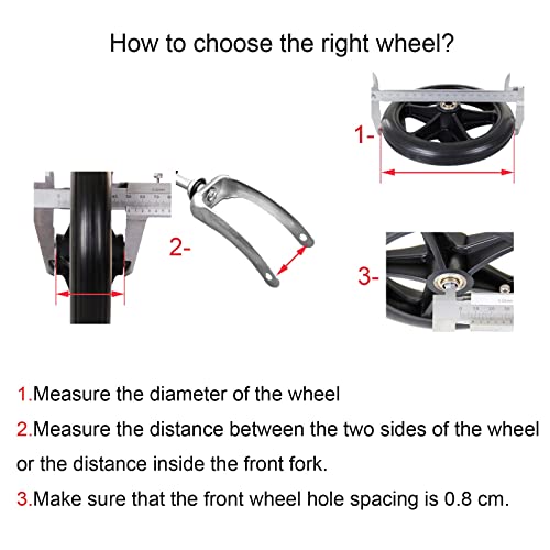 2 Pcs Front Castor Wheel, 7 Inch 8 Inch Wheelchair Wheels, Solid Rubber, With 5/16" (8 Mm) Bearing A940552