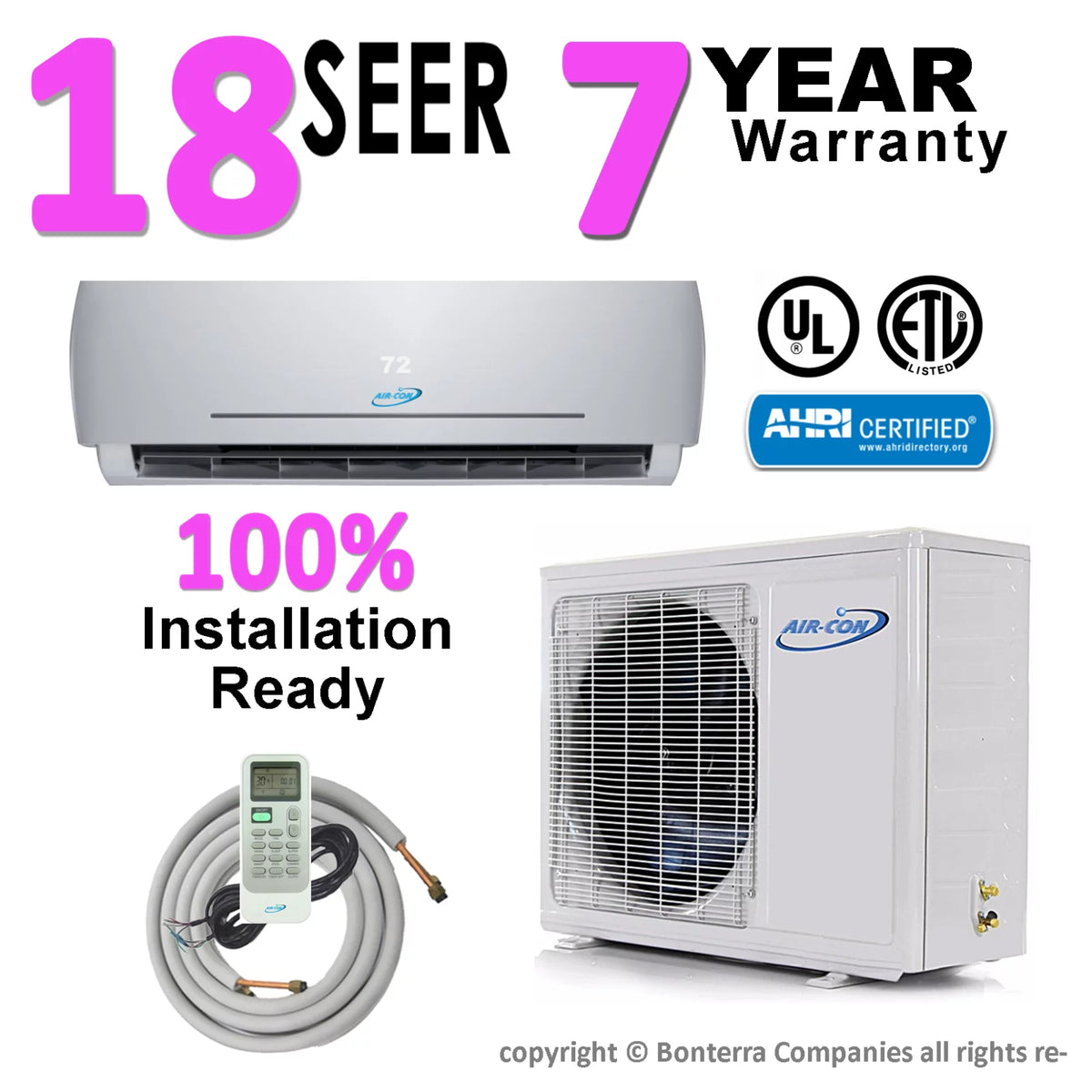 24000 BTU Ductless Mini Split Air Conditioner Heat Pump 18 Seer 220v M97266