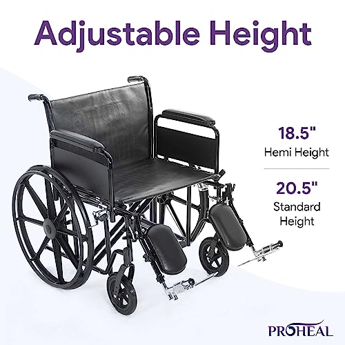 26" Heavy Duty Bariatric Wheelchair - Black - Removable Desk Arms and Elevated Leg Rests - 700LB Capacity - Nylon Seat C962
