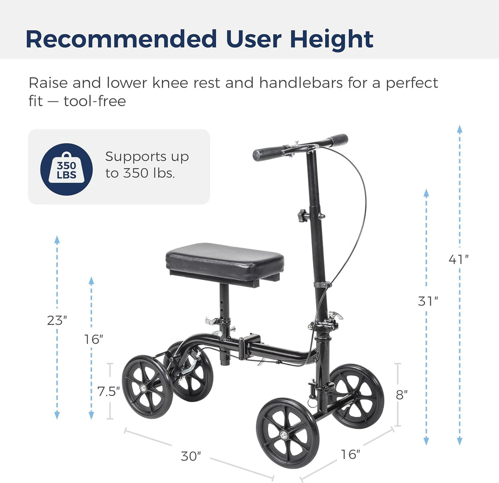 Black Steerable Folding Knee Scooter O670