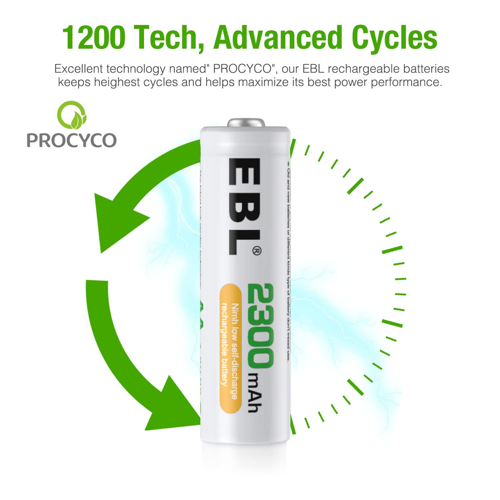 2300mAh NiMH Rechargeable AA Batteries, Pack of 12 V62675