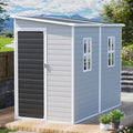 Outdoor Resin Storage Shed 8x4x6 FT Lean to Shed with Floor Included 2 Windows Lockable Door I58283