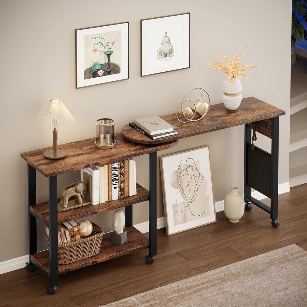 360° Rotating Sofa Side Table with Charging Station K35352
