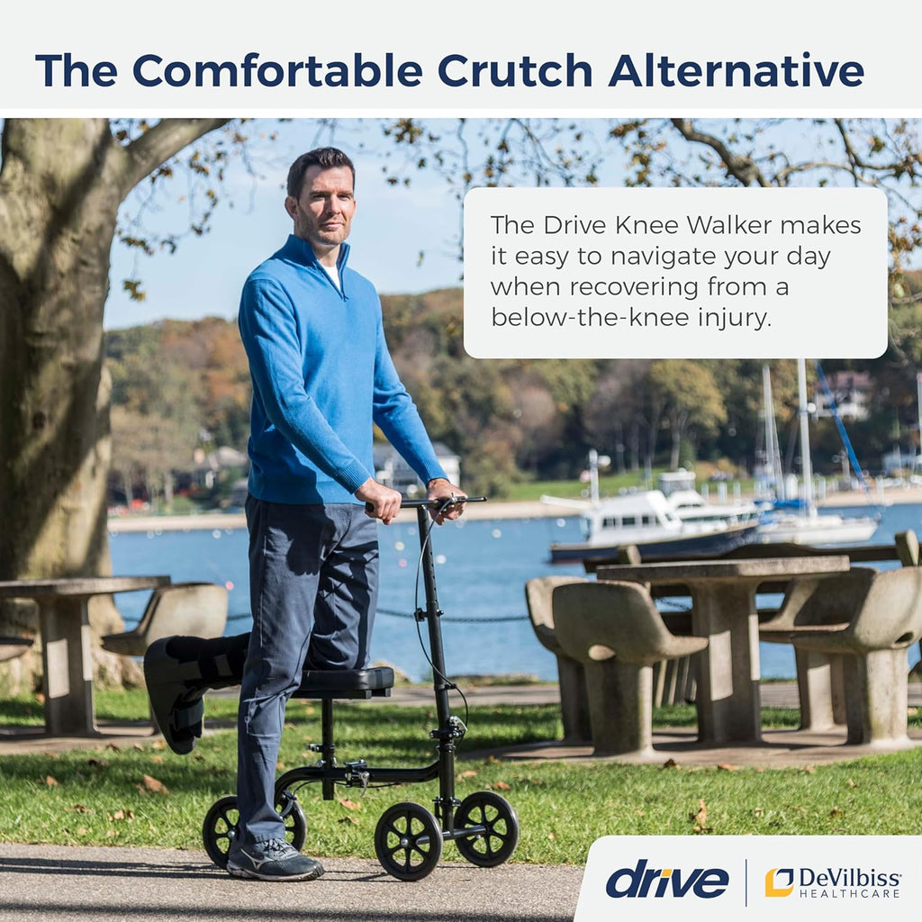 Black Steerable Folding Knee Scooter O670
