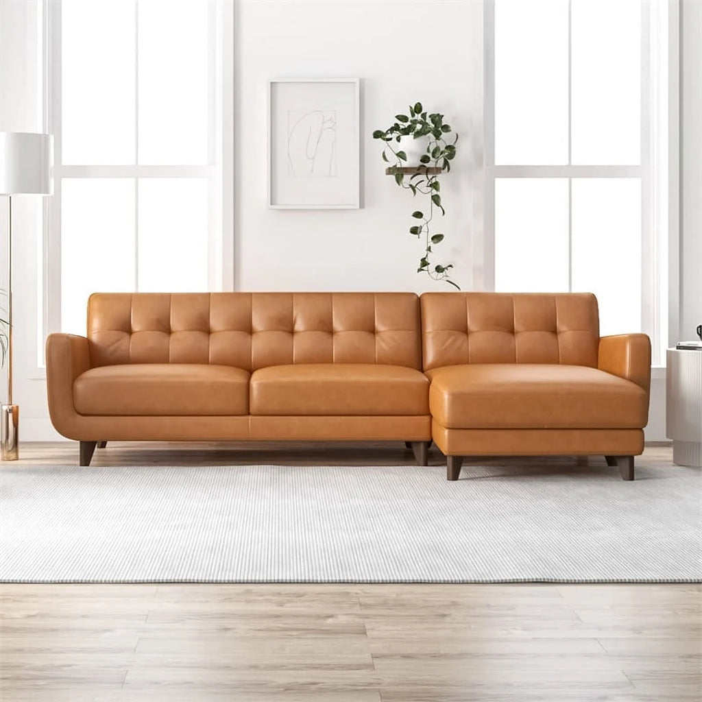 Brown Leather Right-Facing Sectional I931