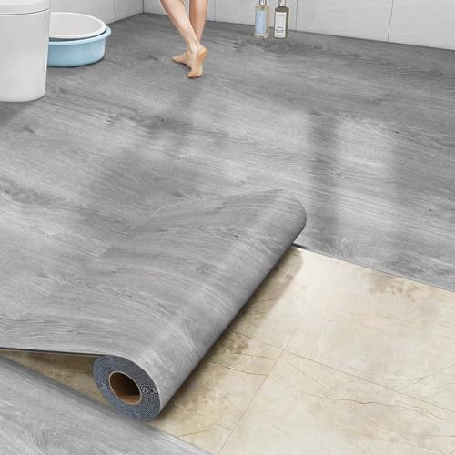 Grey 17.72" x 118" Self-Adhesive Vinyl Flooring Roll M1967